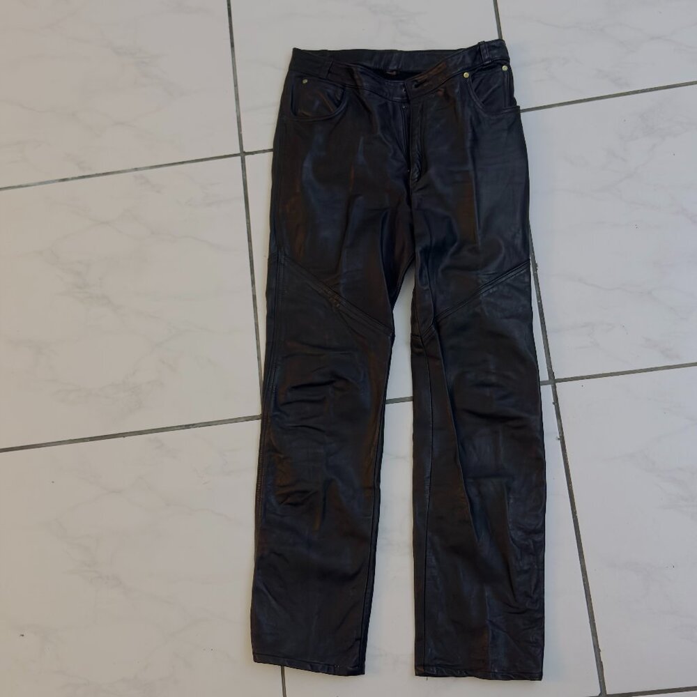 Black leather Motorcycle Pants Similar to Styles by Brand Like Harley-Davidson